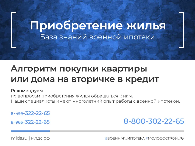 Алгоритм приобретения с участием банка квартиры или дома на вторичке по военной ипотеке