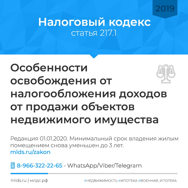 Минимальный срок владения жильем для освобождения от налога при продаже вновь снижен до 3 лет Минимальный срок владения жильем для освобождения от налога при продаже вновь снижен до 3 лет. Детальное изображение