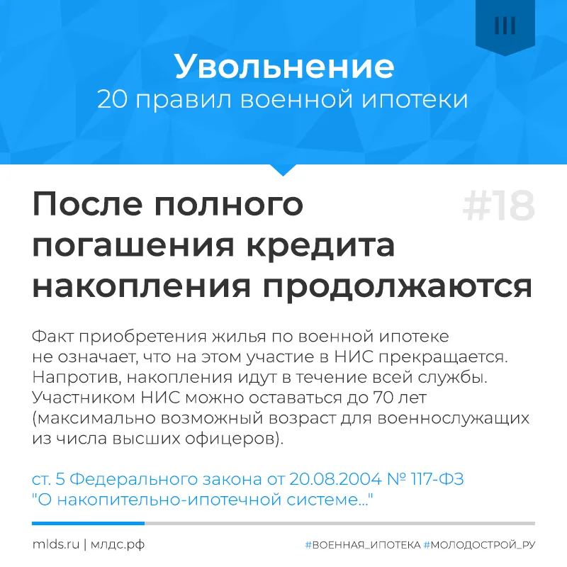 Накопления НИС после 20 лет выслуги