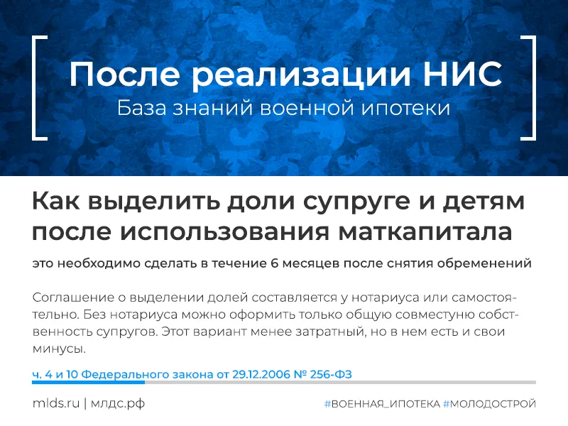 Как выделить доли в квартире супруге(у) и детям после использования МК