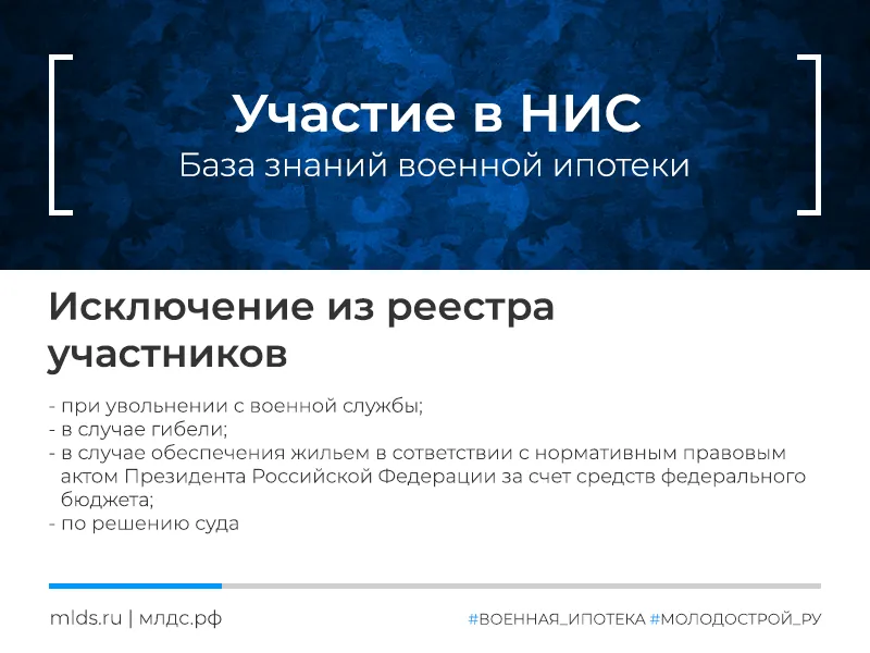 Исключение военнослужащего из реестра участников НИС
