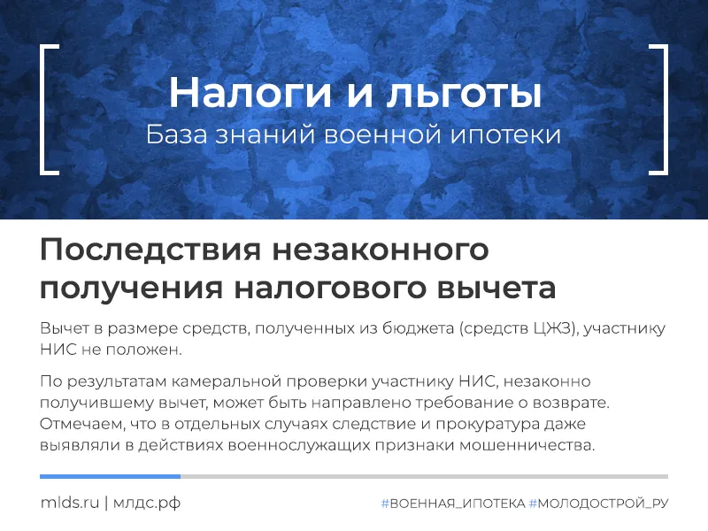Последствия незаконного получения имущественного налогового вычета участником НИС