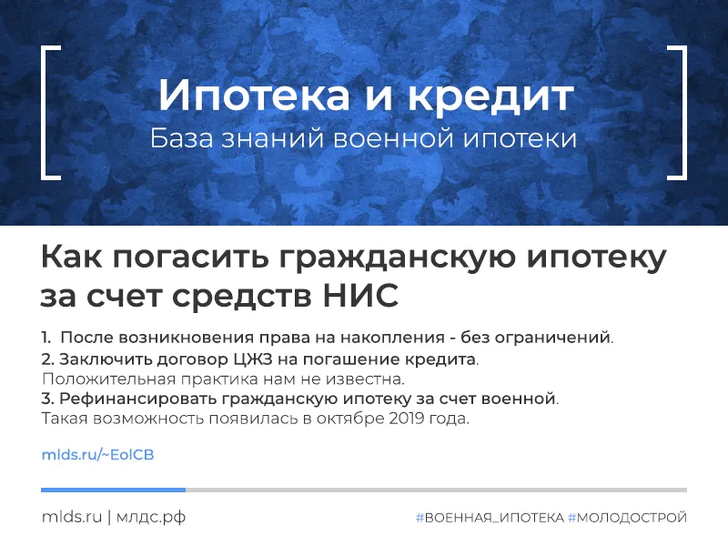 Погашение гражданской ипотеки за счет военной