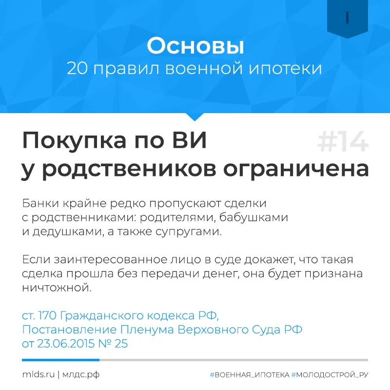 Покупка жилья по военной ипотеке у родственников