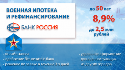 Банк РОССИЯ снижает ставки по военной ипотеке и рефинансированию до 8,9%. Изображение